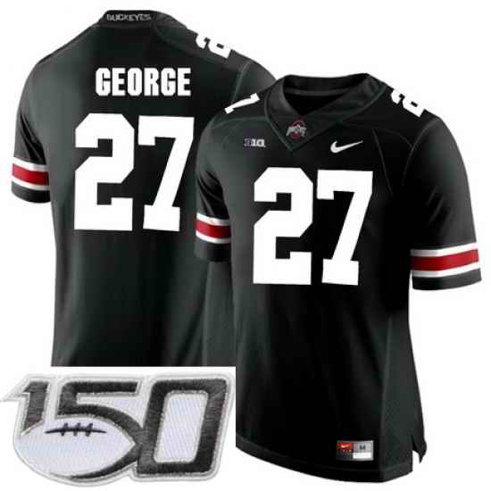 Ohio State Buckeyes 27 Eddie George Black College Football Stitched 150th Anniversary Patch Jersey